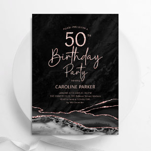 Invitation Agate Black Rose Gold 50e anniversaire