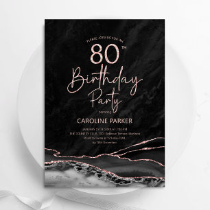 Invitation Agate Black Rose Gold 80e anniversaire