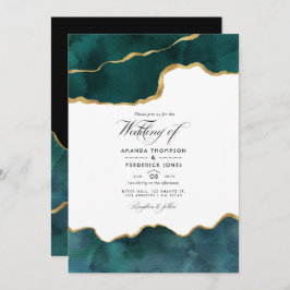 Invitation Agate de géoode turquoise et or Mariage virtuel Ph