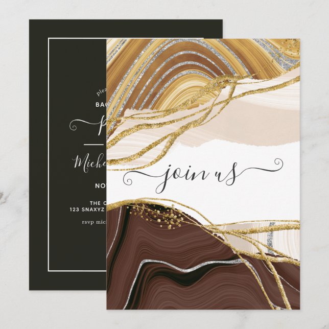 Invitation Agate de terre neutre Bachelorette Party (Devant / Derrière)