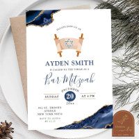 Agate Gold Navy Blue Bar Mitzvah