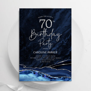 Invitation Agate Navy Blue Silver 70e anniversaire