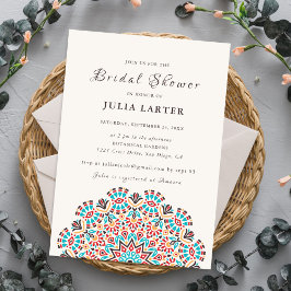 Invitation Agate Turquoise Teal Floral Mandala Bridal Shower