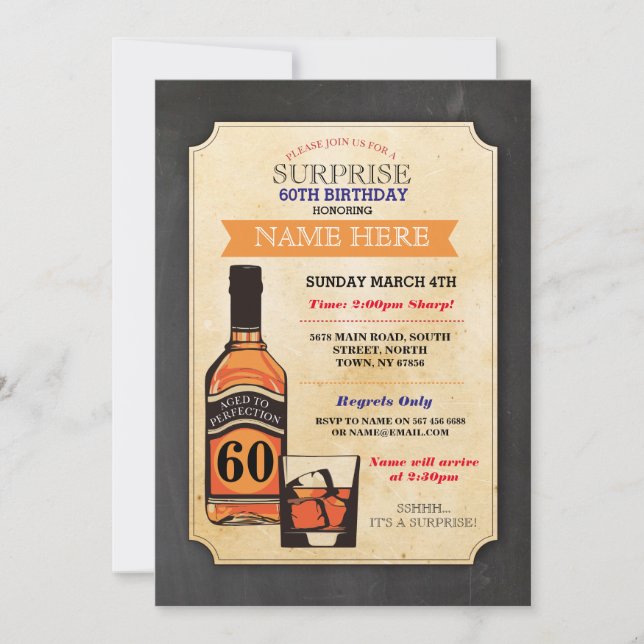 Invitation Âgé à la perfection Anniversaire Cheers Whisky Inv (Devant)