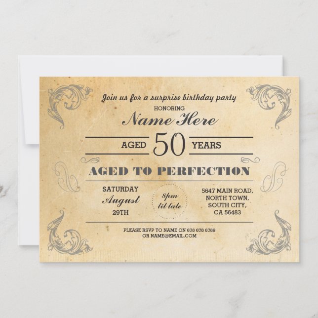 Invitation Âgé À La Perfection Anniversaire N'Importe Quel Âg (Devant)