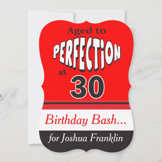 Invitation Âgé à la perfection au 30ème anniversaire de 30 % (Devant)