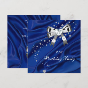 Invitation Age Anniversaire Fête Bleu Argent