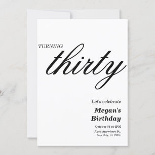 Invitation Age d'anniversaire minimaliste noir et blanc