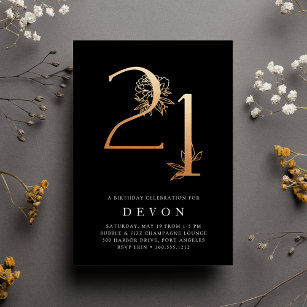 Invitation Âge d'or   Rose Gold 21st Birthday Party Invitatio