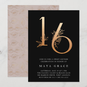 Invitation Âge d'or   Rose Gold Sweet 16 Anniversaire