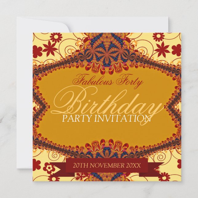 Invitation Âge fabuleux dentelle tribale Floral Anniversaire (Devant)