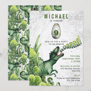Invitation AGE T-Rex Dinosaur fête d'anniversaire garçon