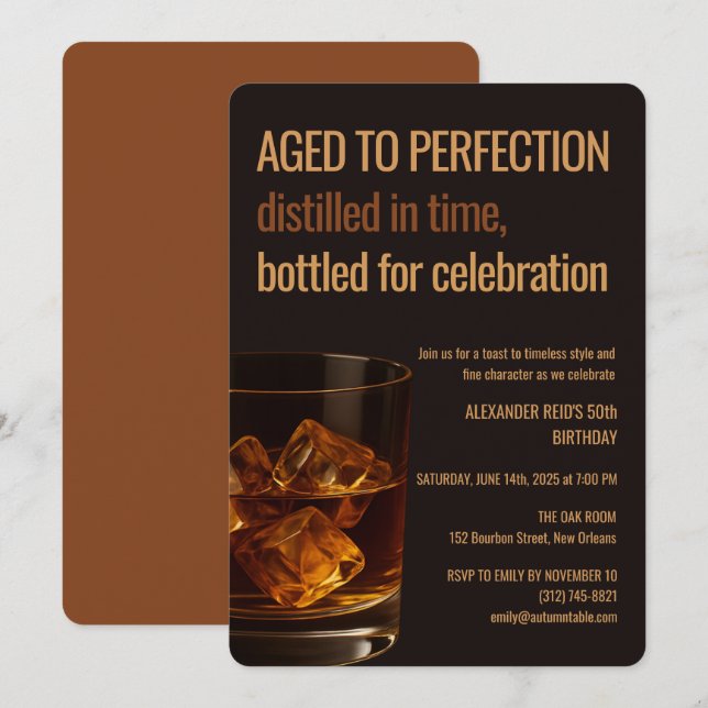 Invitation Aged to Perfection | Whisky Birthday (Devant / Derrière)