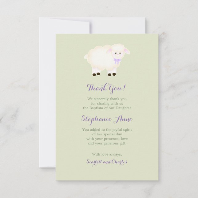 Invitation Agneau de baptême (Devant)