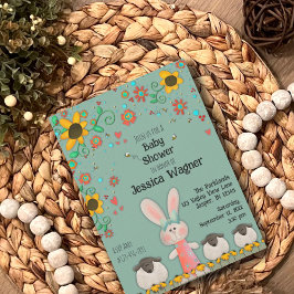 Invitation Agneaux de lapin mignonette Marguerite Baby Unisex