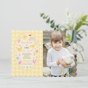 Invitation Agritourisme Barnyard Poulet 1er anniversaire Phot