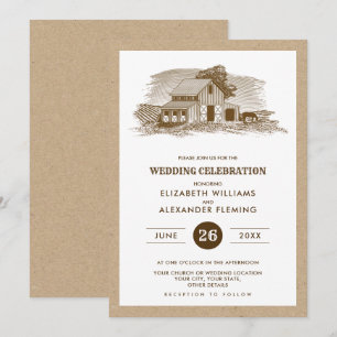 Invitation Agritourisme Papier Kraft Rustic Wedding Invitatio