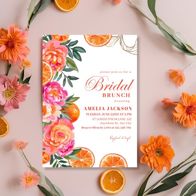 Invitation Agrumes d'été moderne Orange floral douche nuptial (Créateur téléchargé)