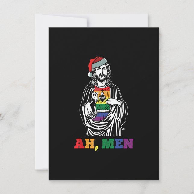 Invitation Ah Hommes Noël Drôle LGBT-Q Pride XM en Jésus Gay (Devant)