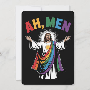Invitation Ah Men Funny Jesus LGBTQ Gay pride Arc-en-ciel