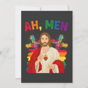 Invitation Ah Men Funny LGBT Gay pride Jesus Christian