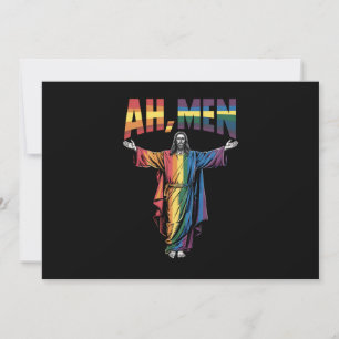 Invitation Ah Men Funny LGBT Gay pride Jesus Christian