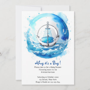 Invitation Ahoo to Motherhood : Baby shower de garçon nautiqu