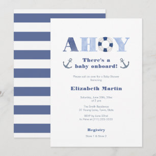 Invitation Ahoy Baby On Board Nautical Boy Baby Shower