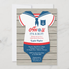 Invitation Ahoy Baby shower Invitation, marin, nautique