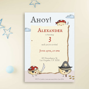 Invitation Ahoy Bird Pirate Thème Anniversaire
