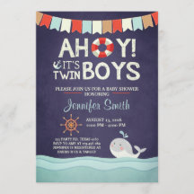 Ahoy C'est Twin Boys Douche Inviter Océan Nautique