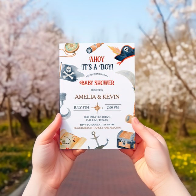 Invitation Ahoy C'est un Baby shower de pirates (Créateur téléchargé)