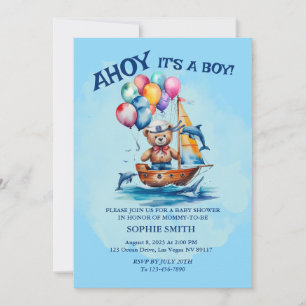 Invitation Ahoy C'Est Un Garçon Baby shower À Thème Nautique