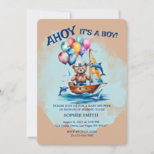 Invitation Ahoy C'Est Un Garçon Baby shower À Thème Nautique