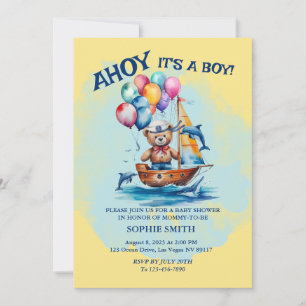 Invitation Ahoy C'Est Un Garçon Baby shower À Thème Nautique