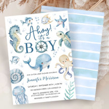Ahoy C'est un Garçon Baby Shower Bleu Marin Nautiq