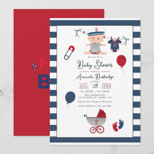 Invitation Ahoy c'est un garçon ! Baby shower nautique