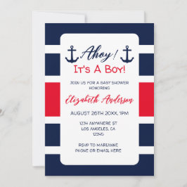 Invitation Ahoy C'est un garçon ! Baby shower nautique
