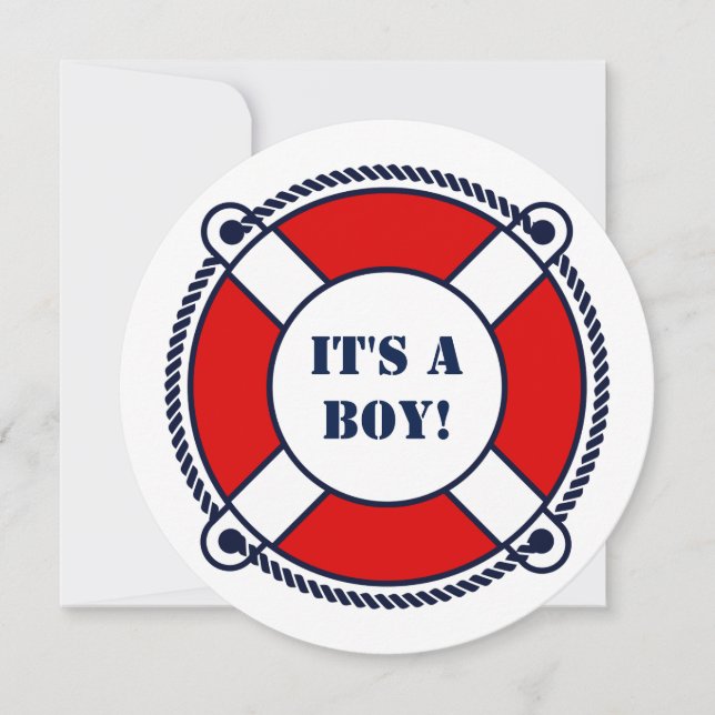 Invitation Ahoy c'est un garçon baby shower nautique invitati (Devant)
