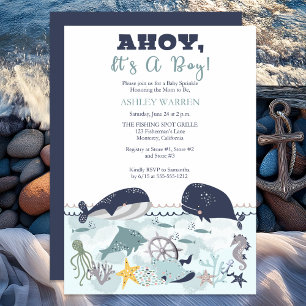 Invitation Ahoy C'est un garçon sous la mer Baby Sprinkle Dou