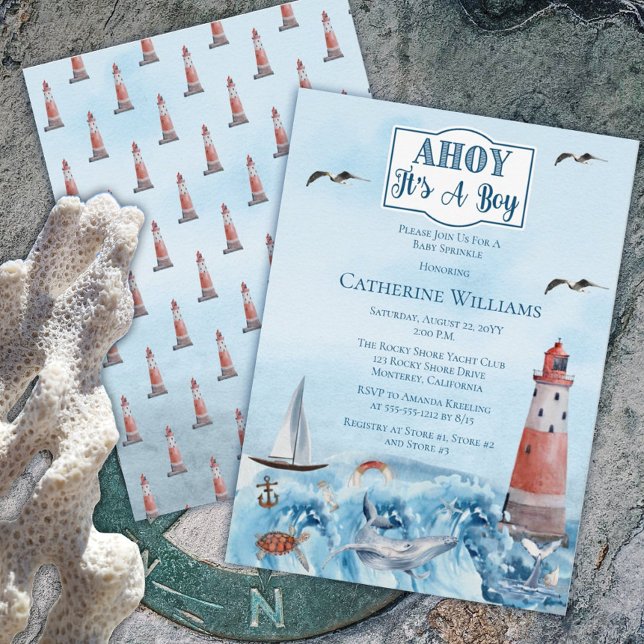 Invitation Ahoy C'est un petit phare Ocean Baby Sprinkle (Créateur téléchargé)