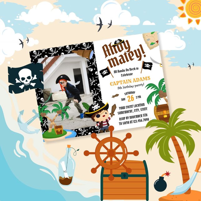 Invitation Ahoy Matey ! Anniversaire des Pirates Boys (Créateur téléchargé)