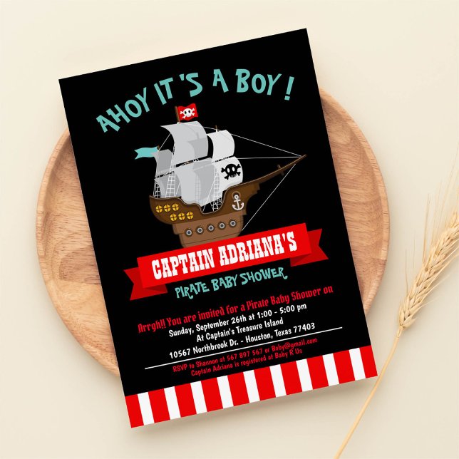 Invitation Ahoy Matey ! Baby shower Boat Pirate Boy (Créateur téléchargé)