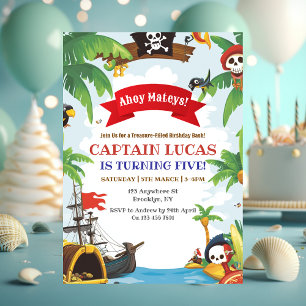 Invitation Ahoy Matey Boys Pirate Ship Anniversaire Invitatio