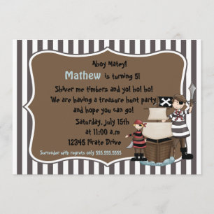 Invitation Ahoy Matey - Fête d'anniversaire de Pirate brun in