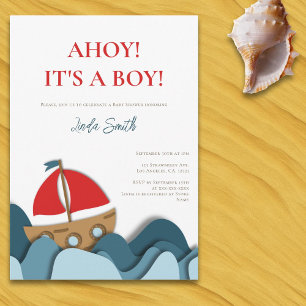 Invitation Ahoy Nautique C'est un Baby shower garçon