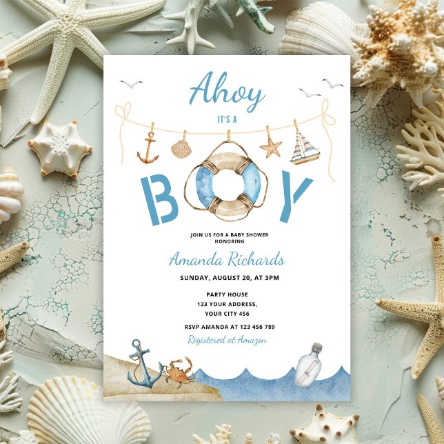 Invitation Ahoy nautique C'est un Baby shower garçon (Créateur téléchargé)