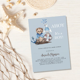 Invitation Ahoy ours en peluche garçon marin Baby shower de l