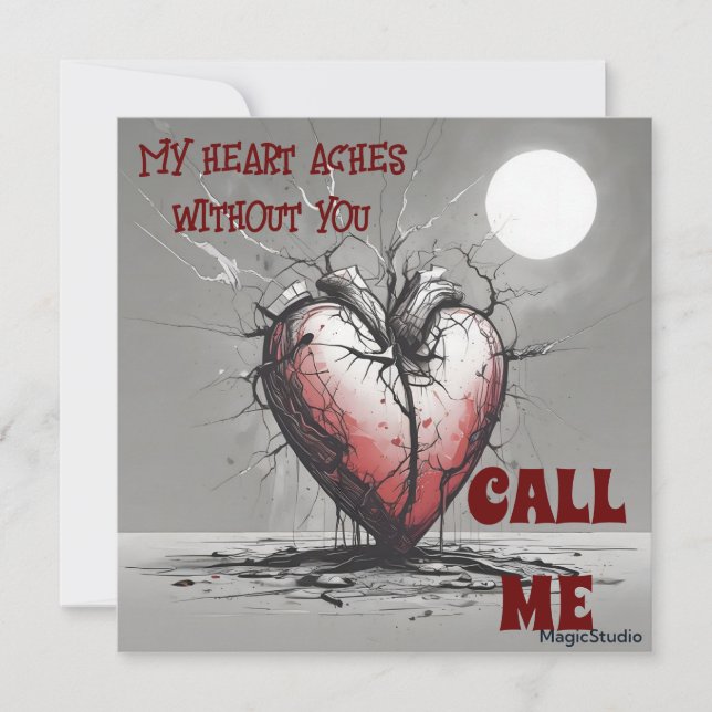 Invitation AI Téléchargeable My Heart Aches Call Me Card (Devant)