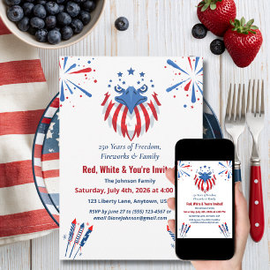 Invitation Aigle chauve patriotique Amérique 250e 4 juillet